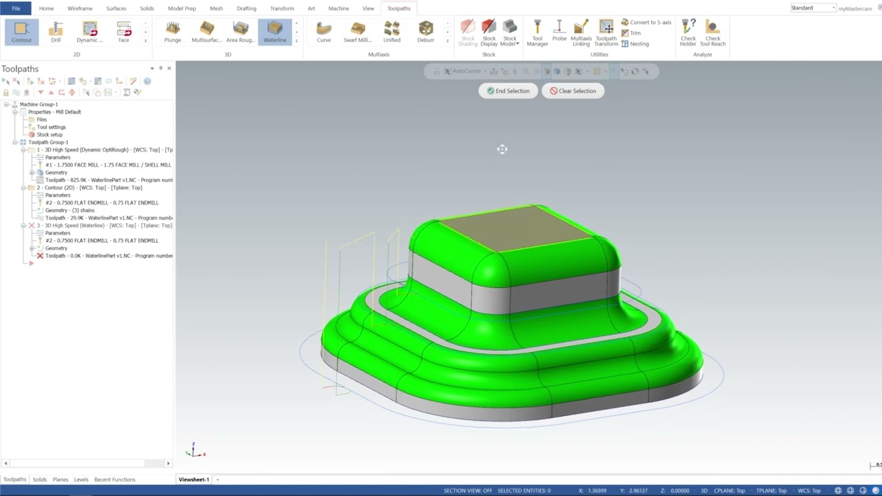 MasterCAM Waterline Tutorial