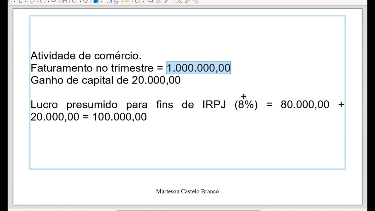 Como calcular o ganho de capital no Lucro Presumido?