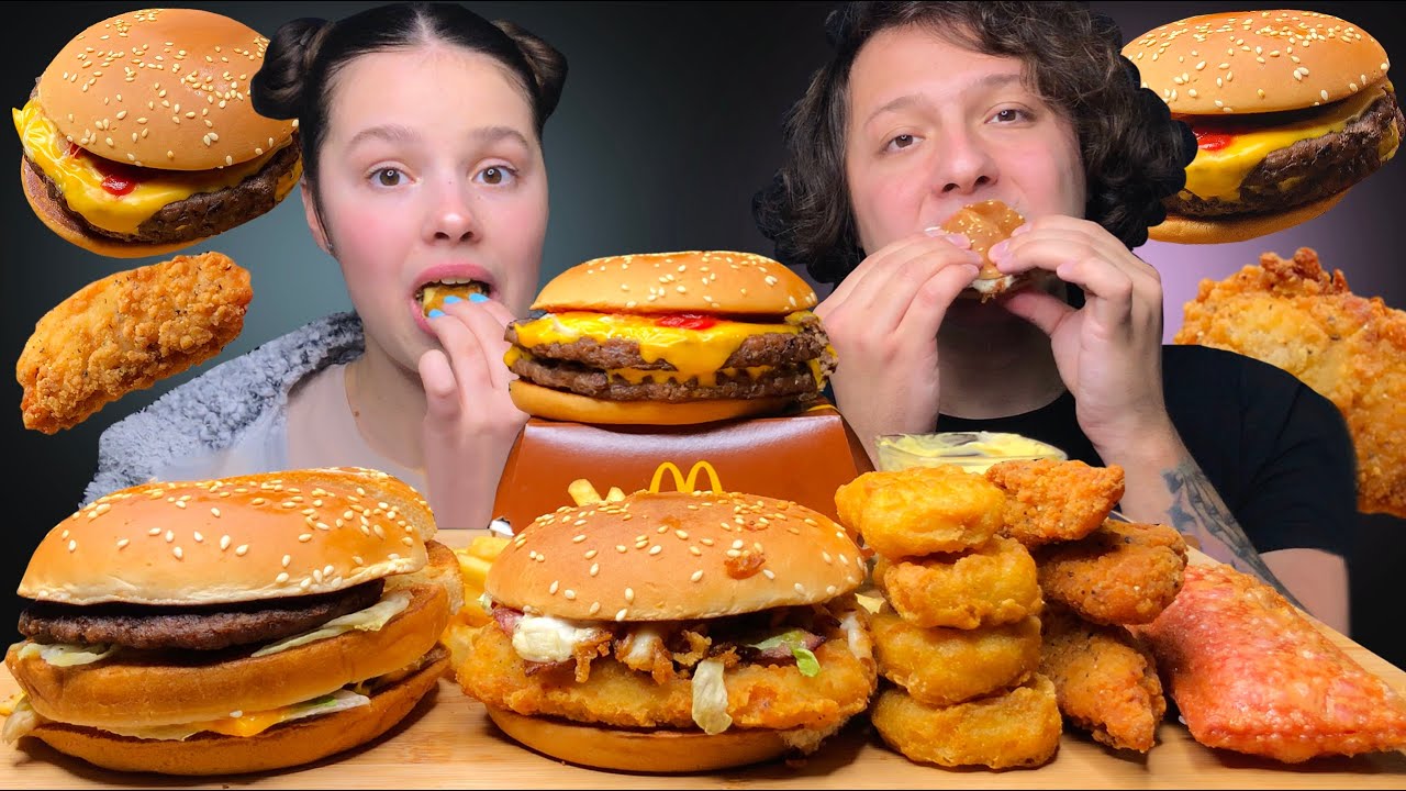 ASMR BIG MAC, DOUBLE ROYAL CHEESEBURGER, CHICKEN NUGGETS MUKBANG EATING 먹방 Tati ASMR