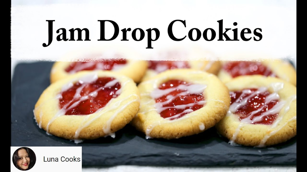 Jam Drop Shortbread Cookies | Jam drop Cookies | Thumb print Jam Cookies