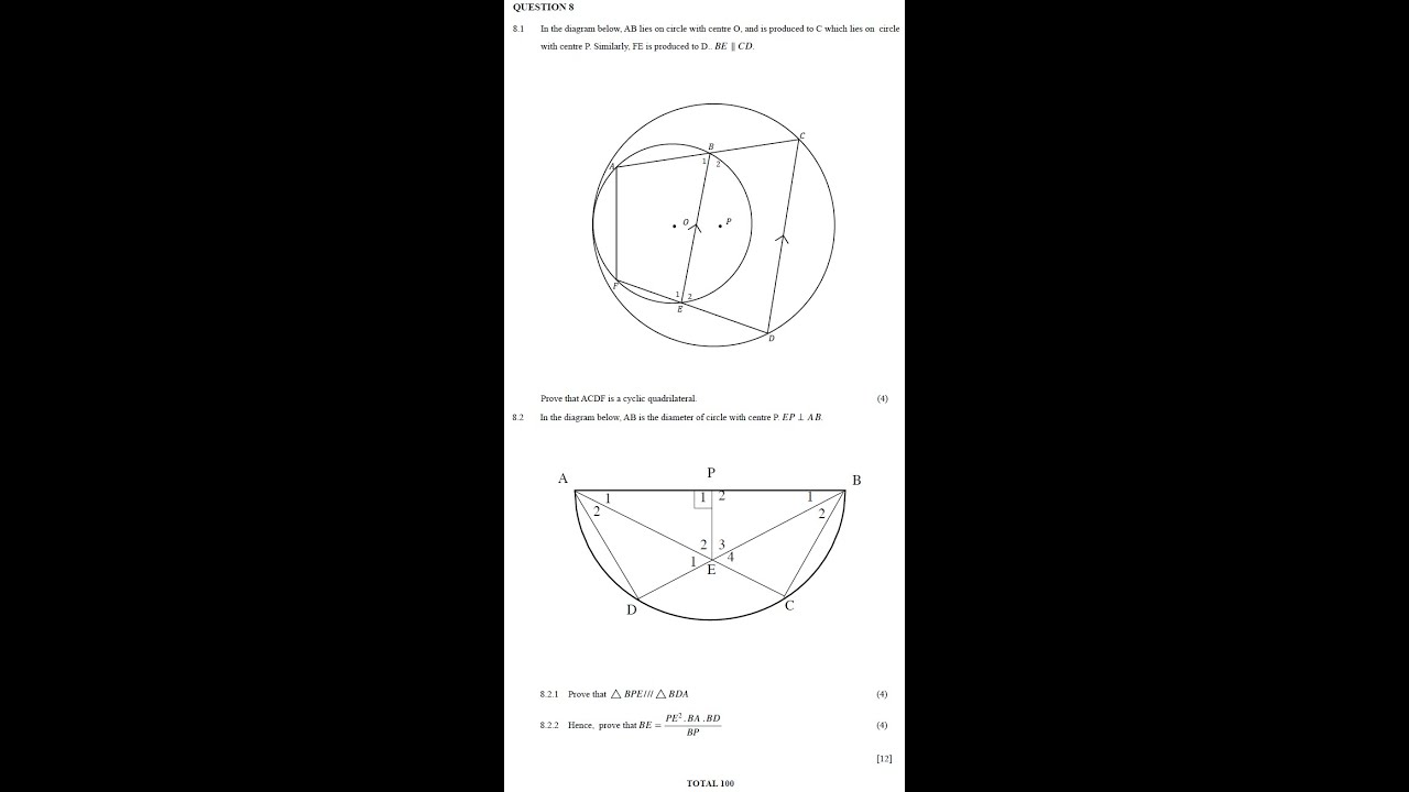 2022 Grade 12 Mathematics March Test GP Q8