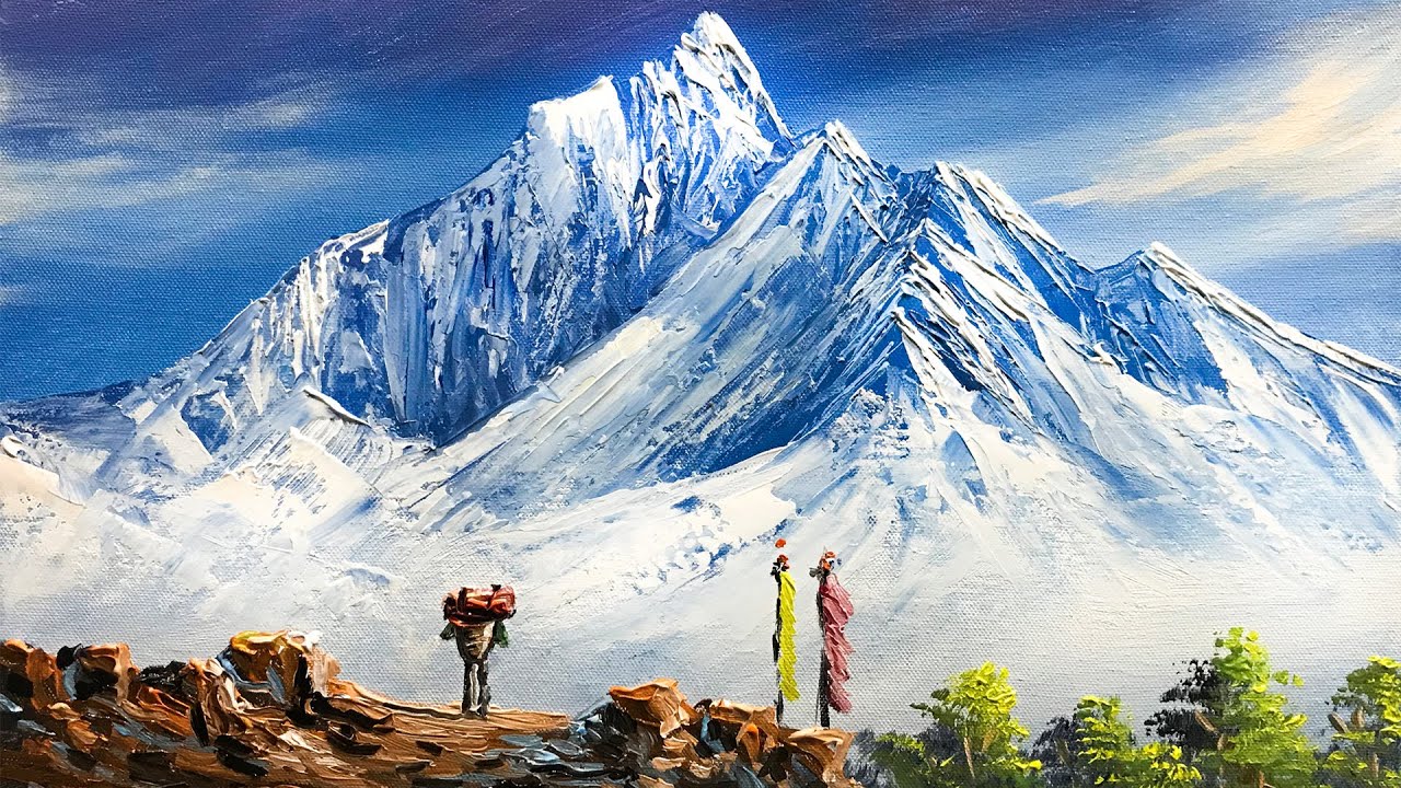 Mountain Painting | Nepali Mountain Painting Tutorial | How to Paint Mountain | Painting Lesson