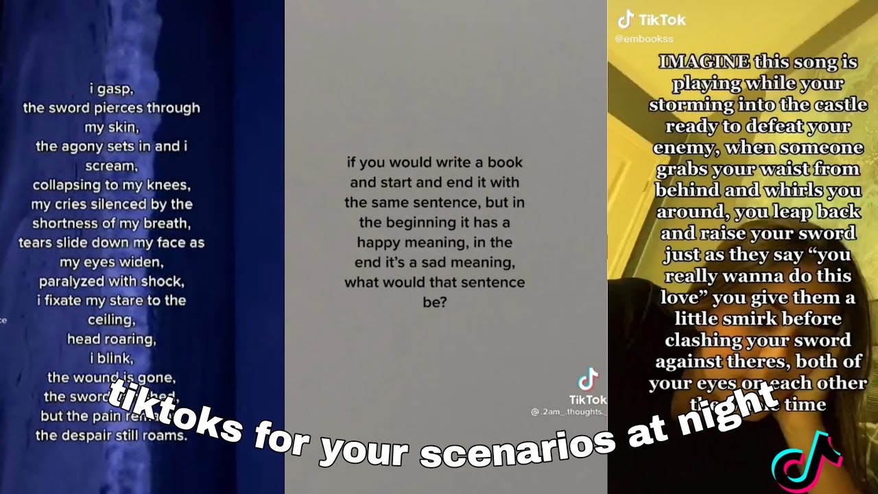 Imagine booktoks for your scenarios at night