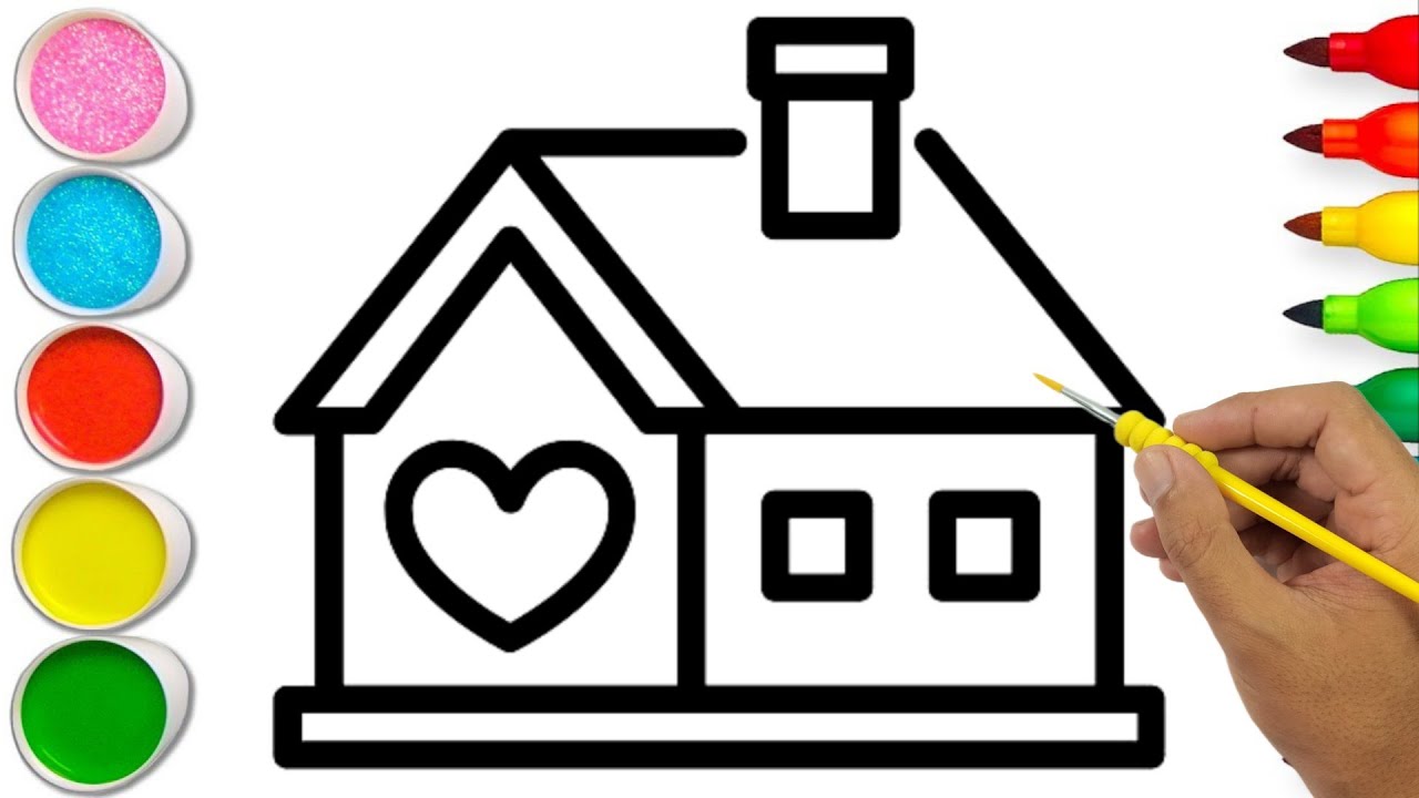Как нарисовать дом для детей 🏠 шаг за шагом