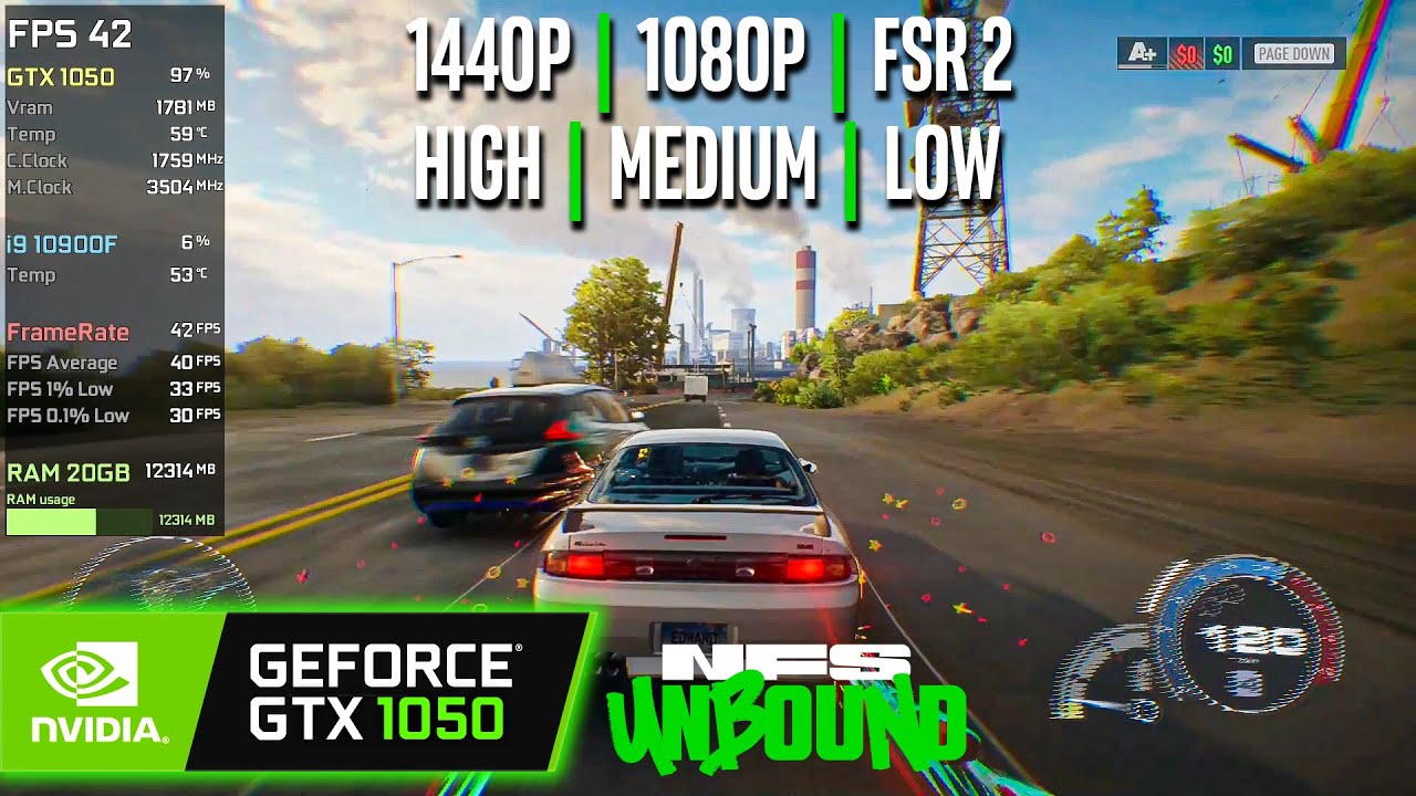 GTX 1050 | Need For Speed Unbound - 1440p, 1080p, FSR - High, Medium, Low