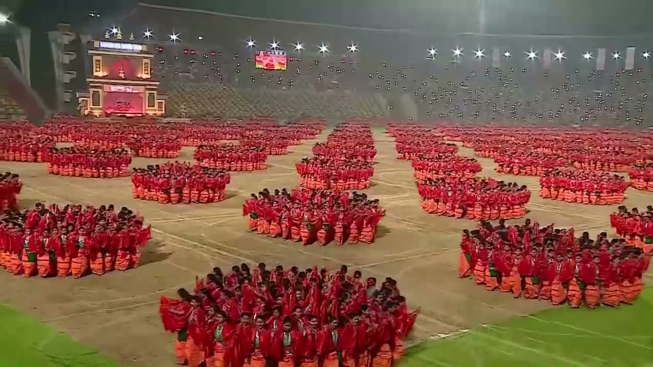 Bodo (Kachari) tribe Traditional  Bagurummba 10000+ group dance at Surusajai Stadium Guwahati ASSAM 