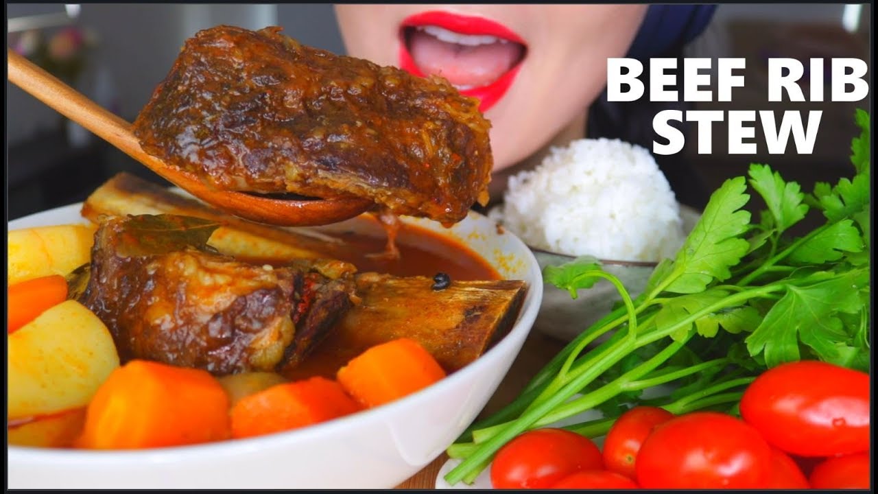 ASMR STEW RED WINE BEEF RIBS SOUP + RICE + VEGGIES | SUP DAGING 排骨汤咀嚼音 | 먹방
