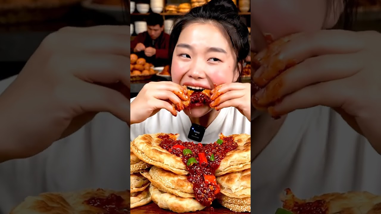 MASSIVE Chinese Flatbread CHILI PASTE Layers ASMR 🥖🌶️ Oozing! 