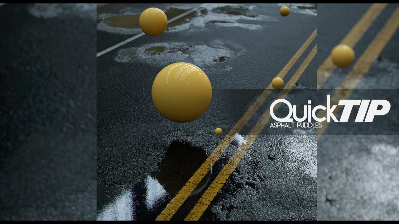 Octane Render | Asphalt Puddles | QuickTip