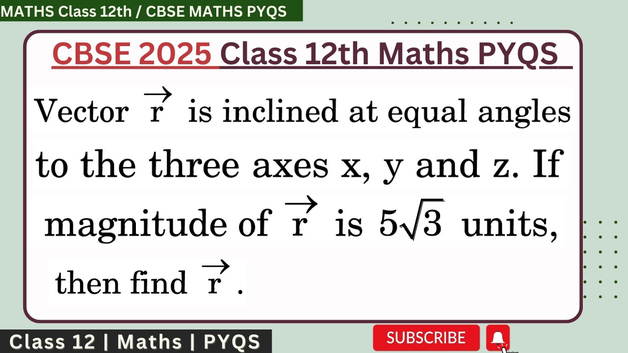 Vector r is inclined at equal angles to the three axes x, y and z. If magnitude of r is 5sqrt(3)