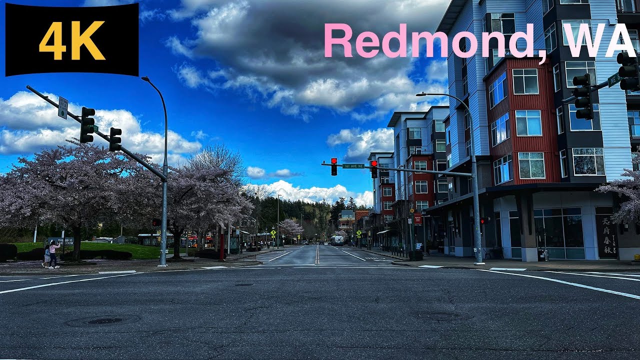 Downtown Redmond, WA Driving Tour in Spring 2023.