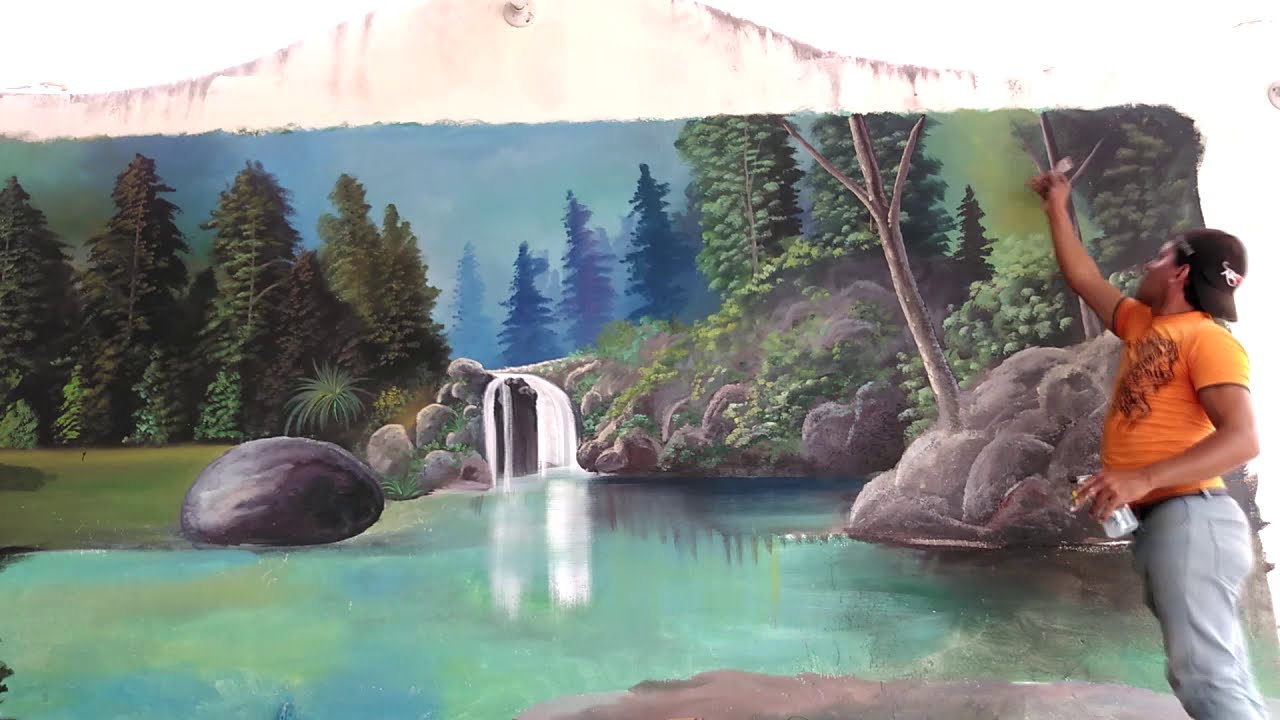 Como Pintar este Hermoso PAISAJE en la Pared  ACRILIC PAINT