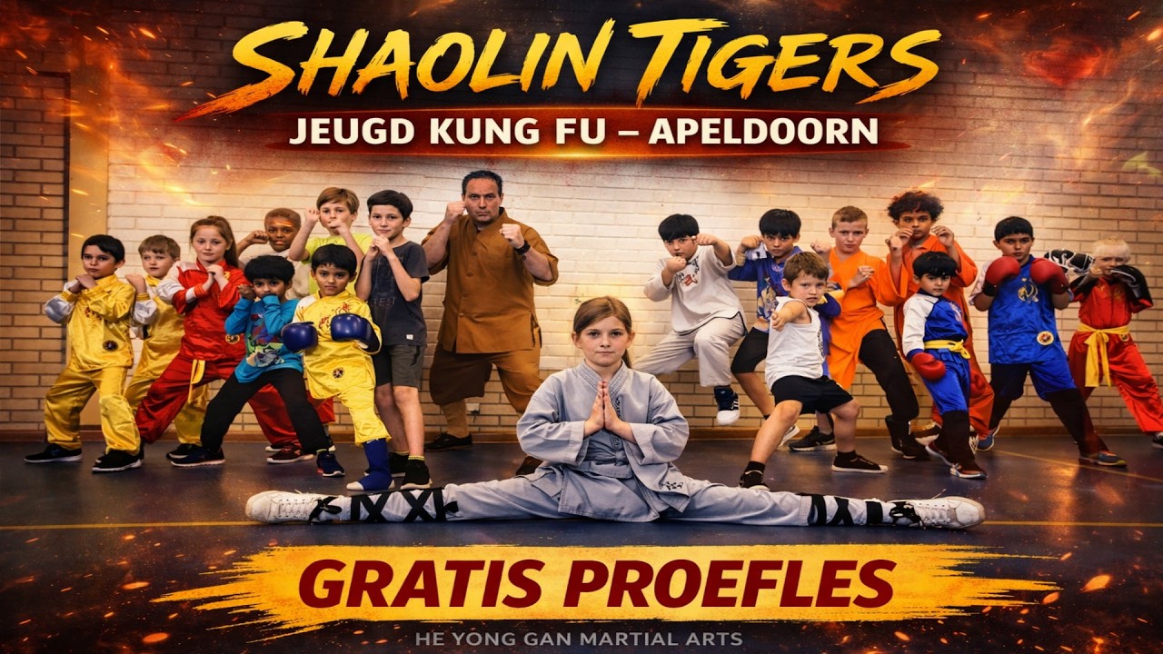 Shaolin Tigers 🐯 Jeugd Kungfu Demo | He Yong Gan Martial Arts Apeldoorn | Gratis Proefles!