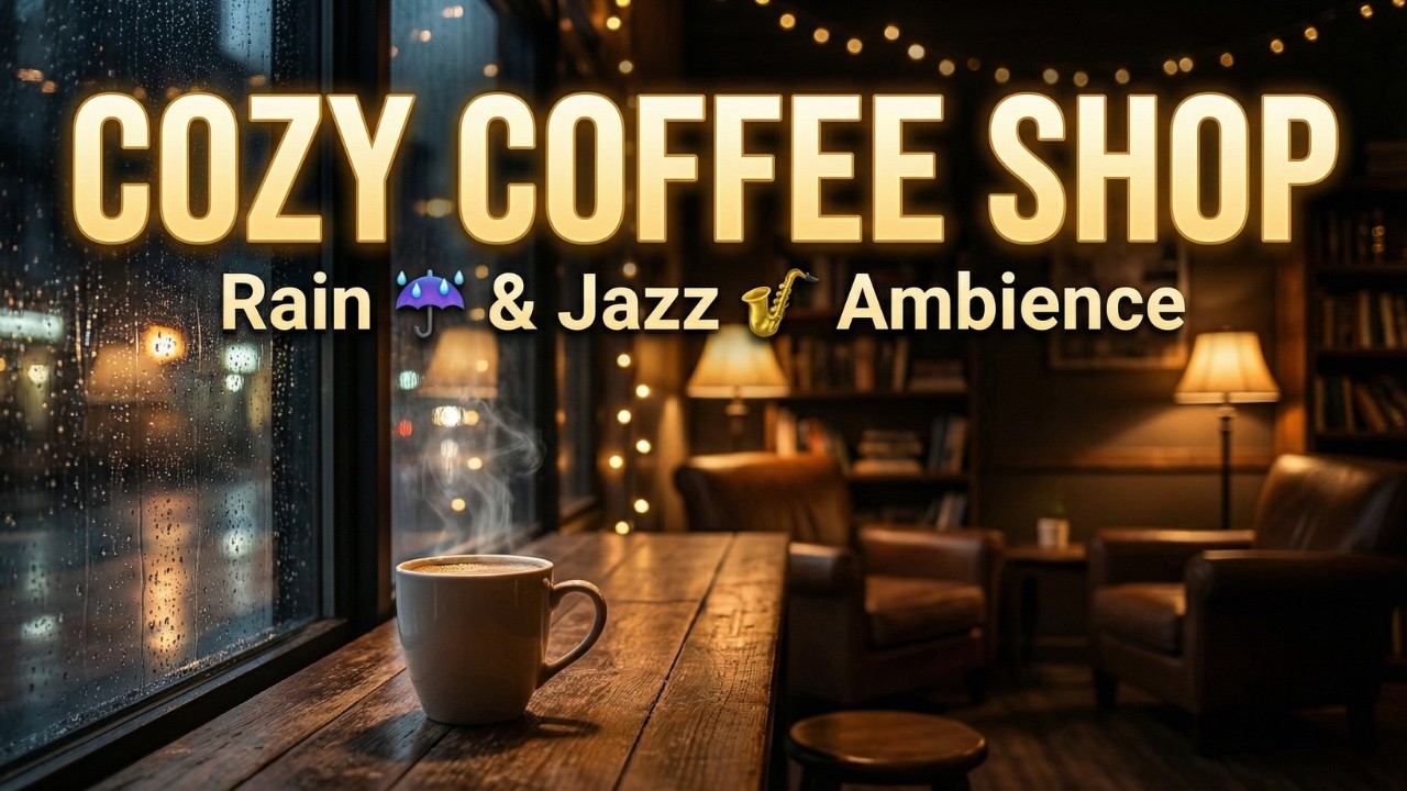 Cozy Coffee Shop Ambience ☕ 8+ Hours of Rain & Jazz Music for Studying or Relaxing