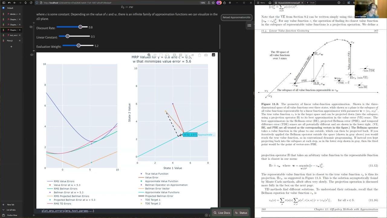 Sutton and Barto Reinforcement Learning Chapter 11: Bellman Error Flaws and Gradient-TD Methods