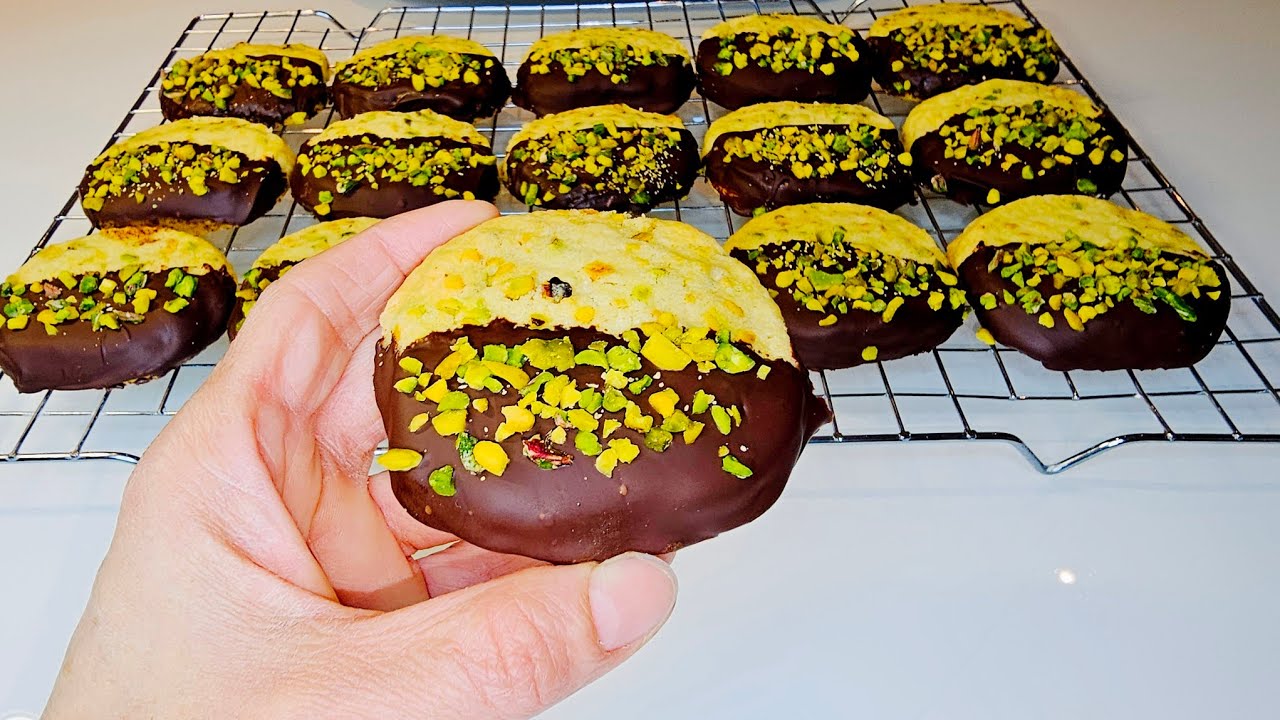 Pistazien Plätzchen /Kekse in 5 Minuten,Butter Kekse, Mürbeteigkekse, Choclate Pistachio Cookies 🍪
