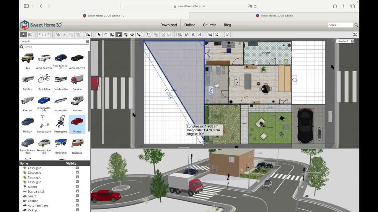 SWEET HOME 3D - Lezione 06 - Rifinire, Ambientare, Strade, Urbanistica, Balcone, Tetto, Anteprima 3D