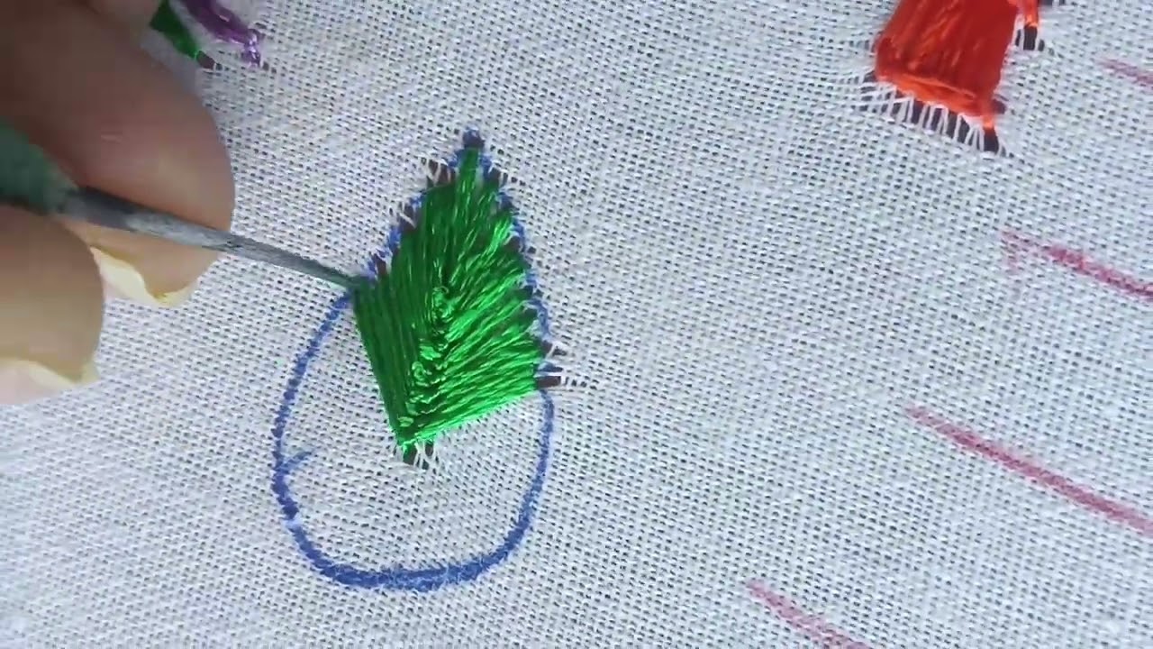 Free aari work class-19/button hole leaf filling stitch/type1#aariwork#freeaariworkclass #aariclass 