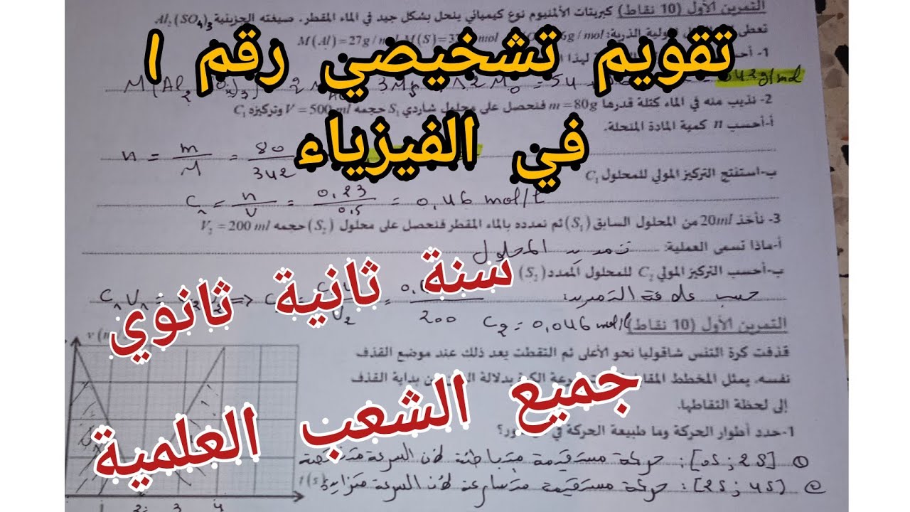 تقويم تشخيصي رقم 1 في الفيزياء للسنة الثانية ثانوي لجميع الشعب العلمية