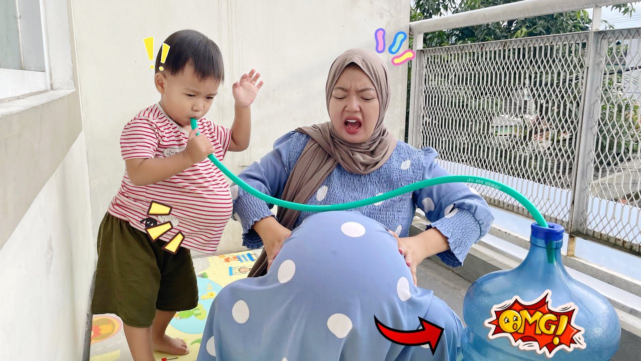 KAGET..!! GARA2 MINUM AIR SEGALON PERUT IBU DAN AKSA JADI GENDUT 🤰🏻