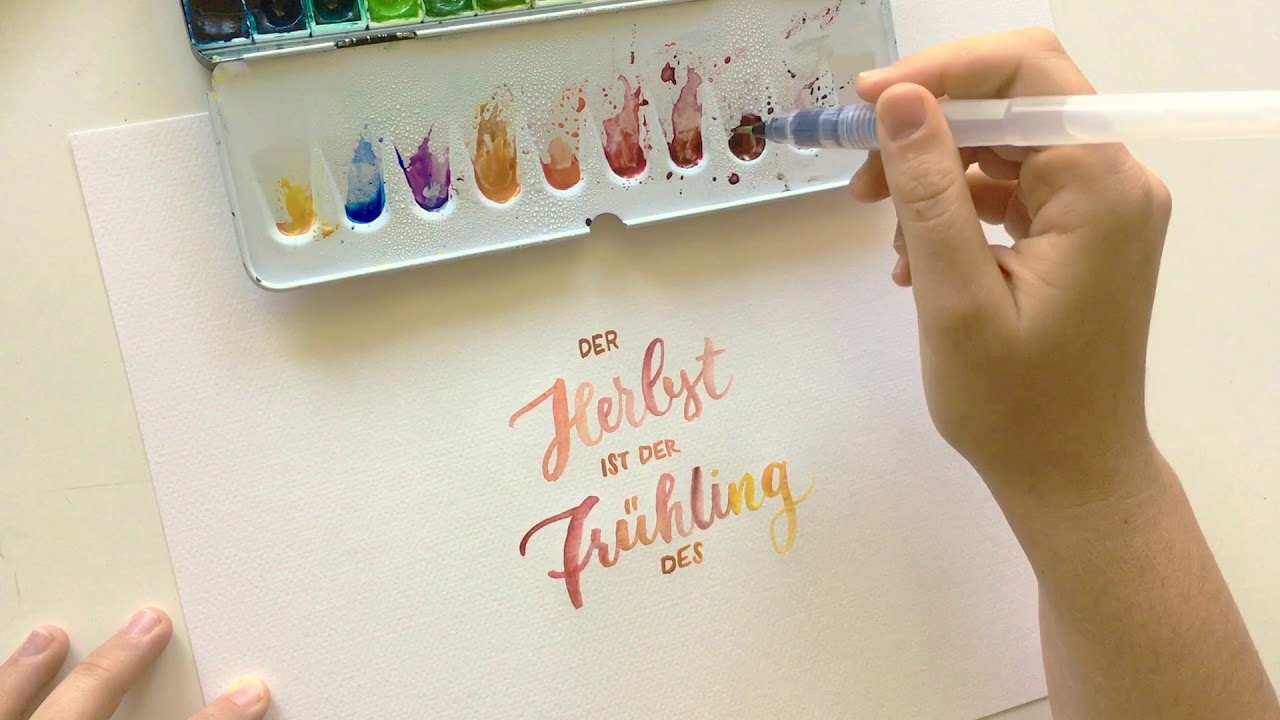 Brushlettering mit Aquarellfarben - brush lettering with watercolor