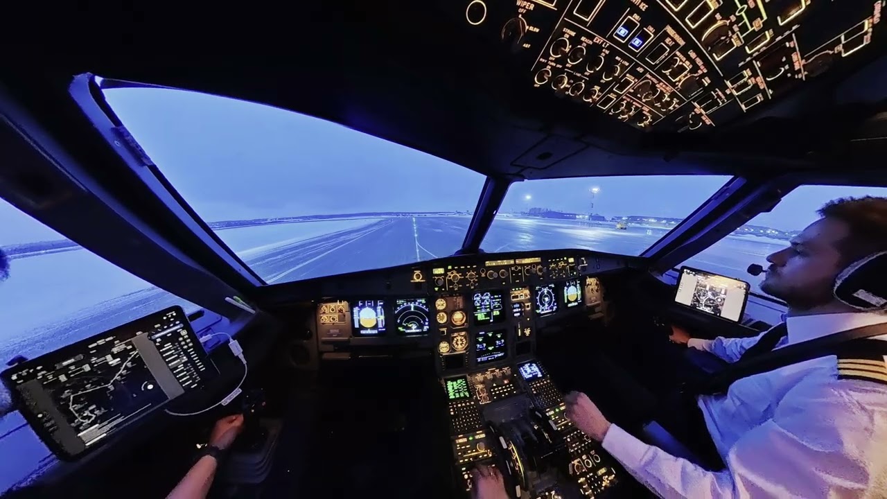 A320 Cockpit Takeoff UUDD-URSS | Real Pilot Captain Donatas Powers Up CFM Engines Full View