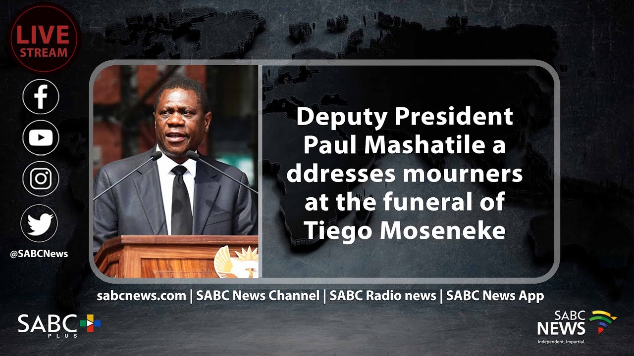 Deputy President Paul Mashatile addresses mourners at the funeral of Tiego Moseneke