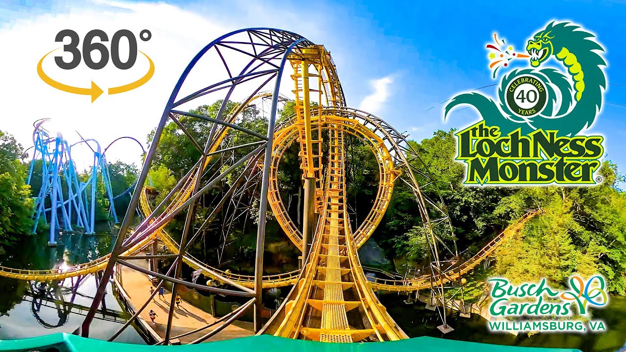 VR 360 The Loch Ness Monster Roller Coaster Front Seat POV Busch Gardens Williamsburg 2023 07 25