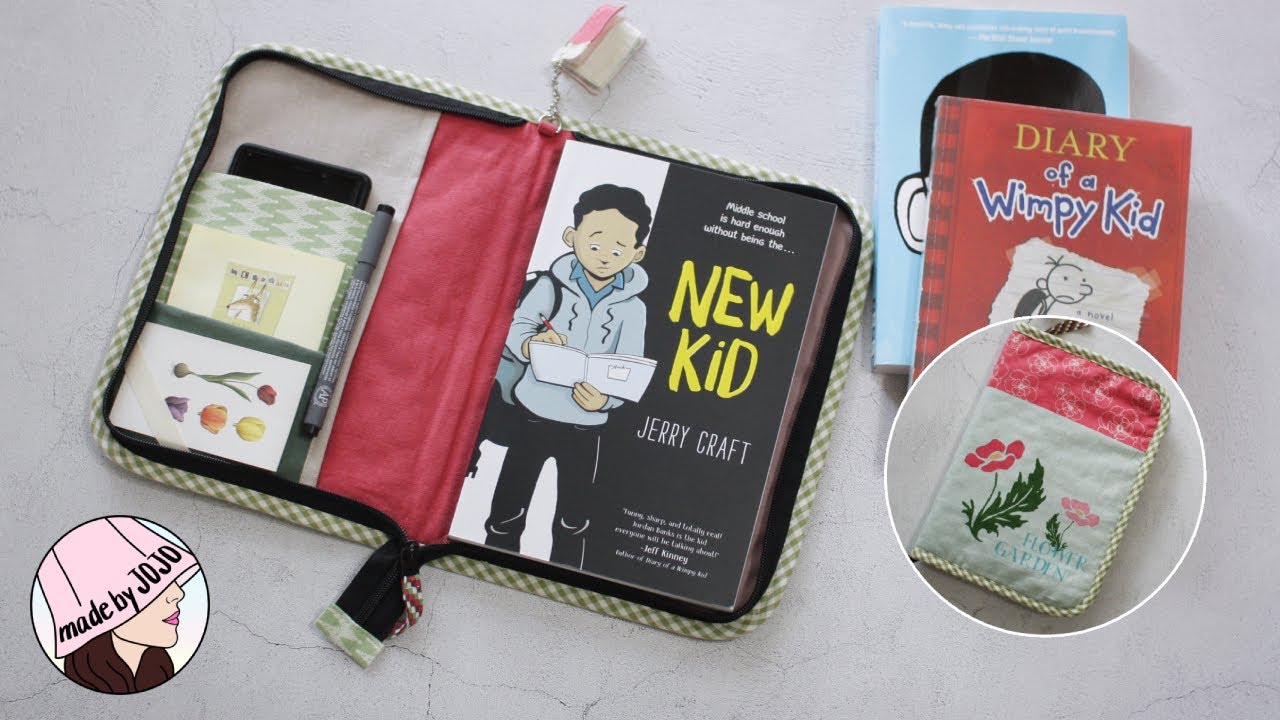 How to Make a Book Pouch with Bias Tape l PDF Sewing Pattern Download l Gift Idea l made by JOJO