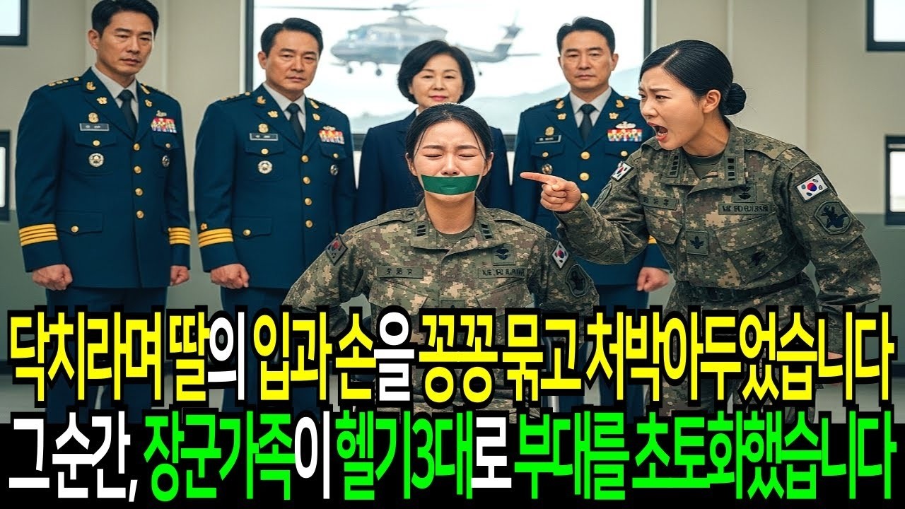 입 닥치라며 내 딸의 손과 입을 꽁꽁 묶고 처박았습니다… 곧바로, 그녀의 장군 가족이 헬기 3대로 날아와 부대를 쑥대밭으로 만들고 초토화시켰습니다