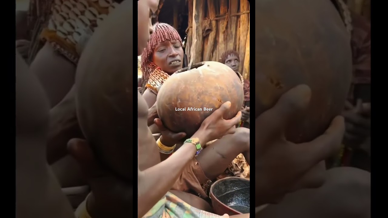 African local beer drinking Hamar tribe people #ethiopia #localbeer #africanhistory #omovalleytribes