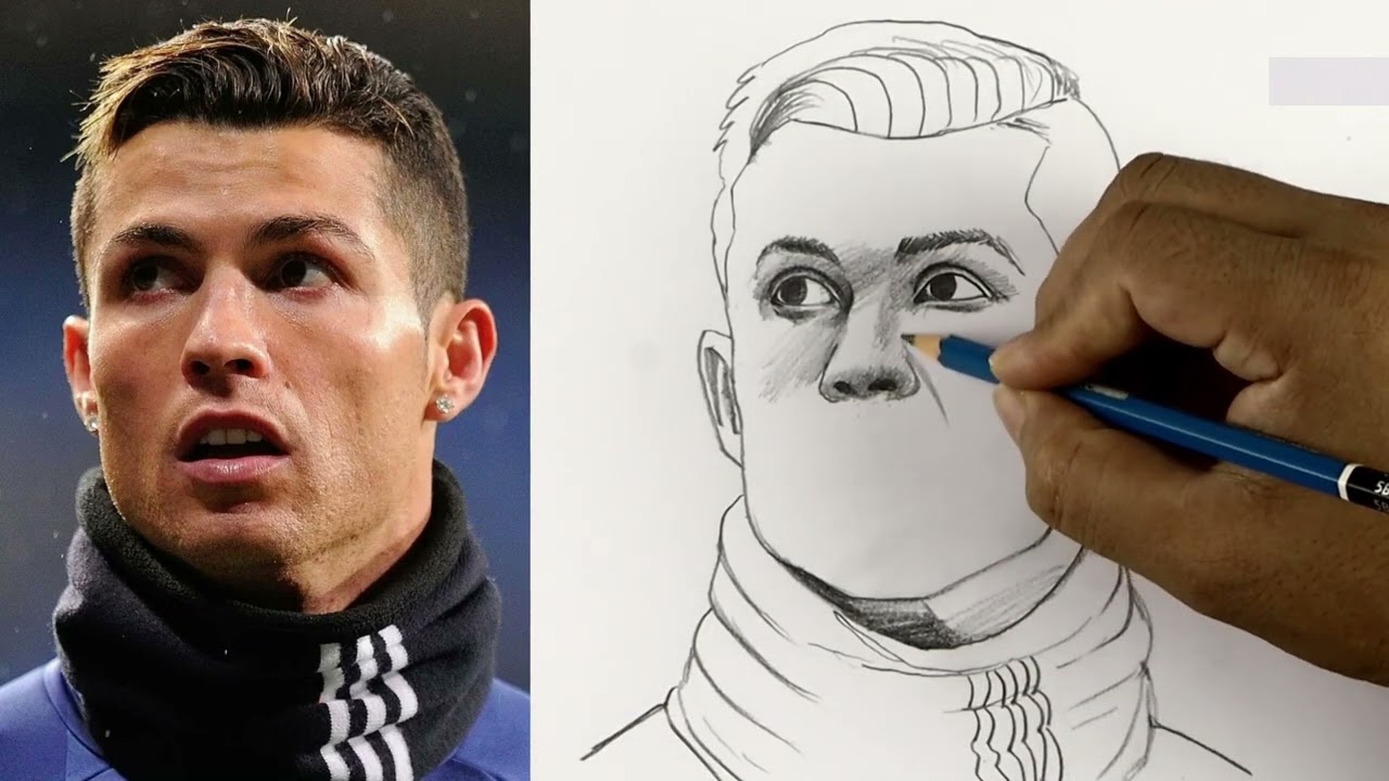 Very Easily Draw Face Cristiano Ronaldo 🧠