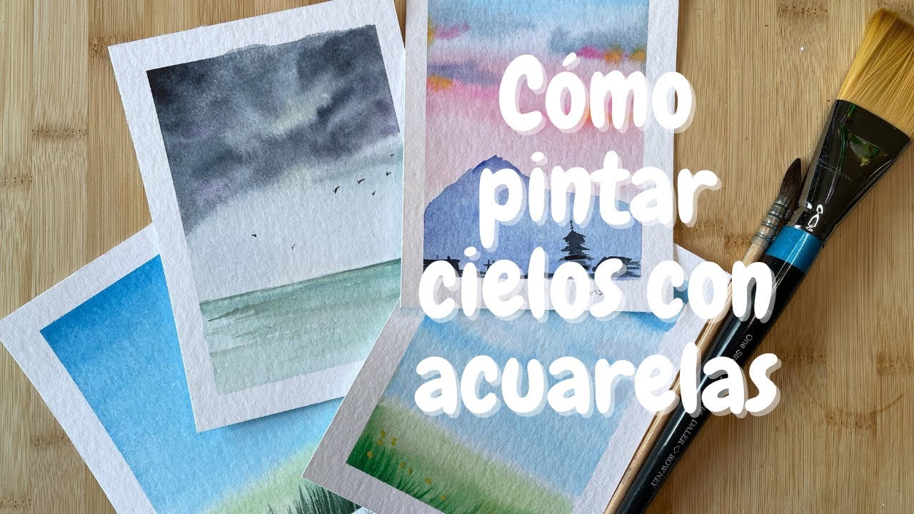Como pintar varios tipos de cielos con acuarelas (4k)