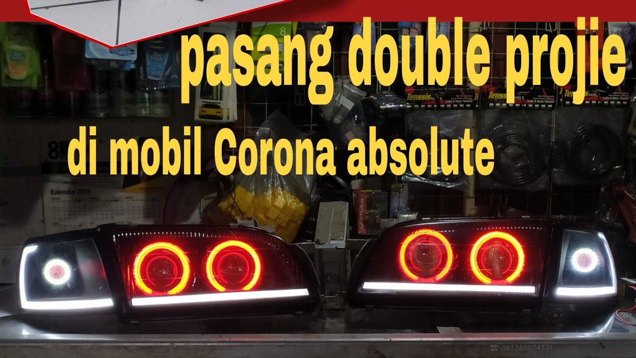 pasang projie + custom DRL di mobil Corona absolute | modifikasi | custom Head lamp