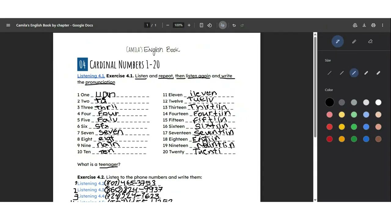 4.1 Cardinal numbers 1-20. Videos para aprender inglés