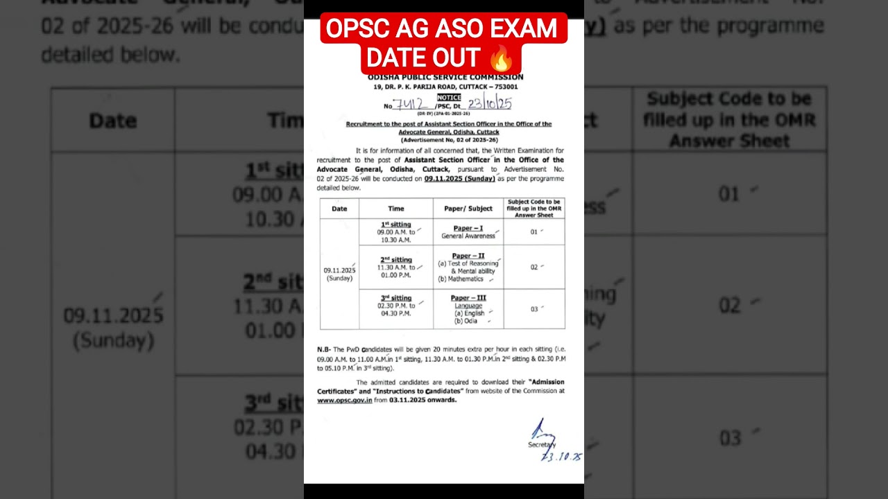 OPSC ASO EXAM DATE OUT #OPSC #aso 2025 #exam #date #examdate