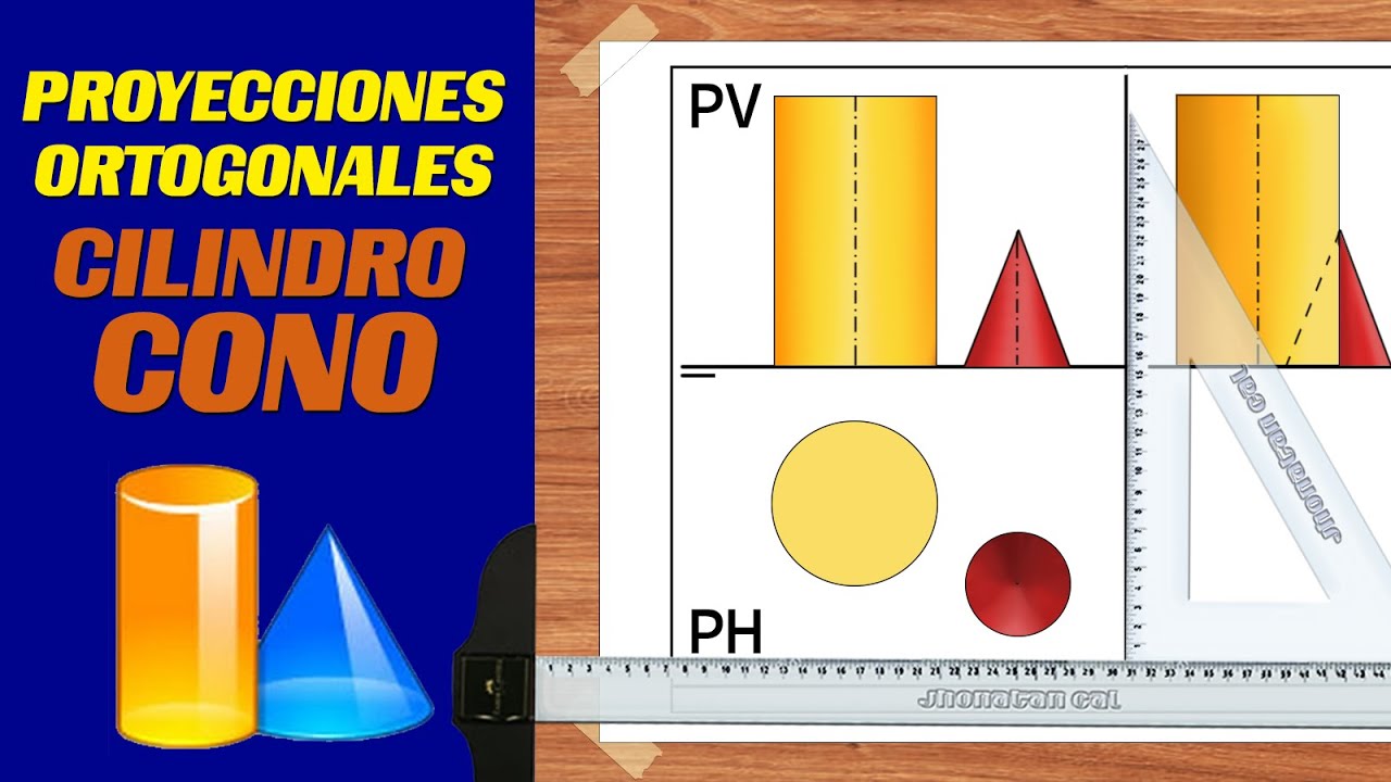 CILINDRO Y CONO en PROYECCIONES ORTOGONALES // VISUPLAS
