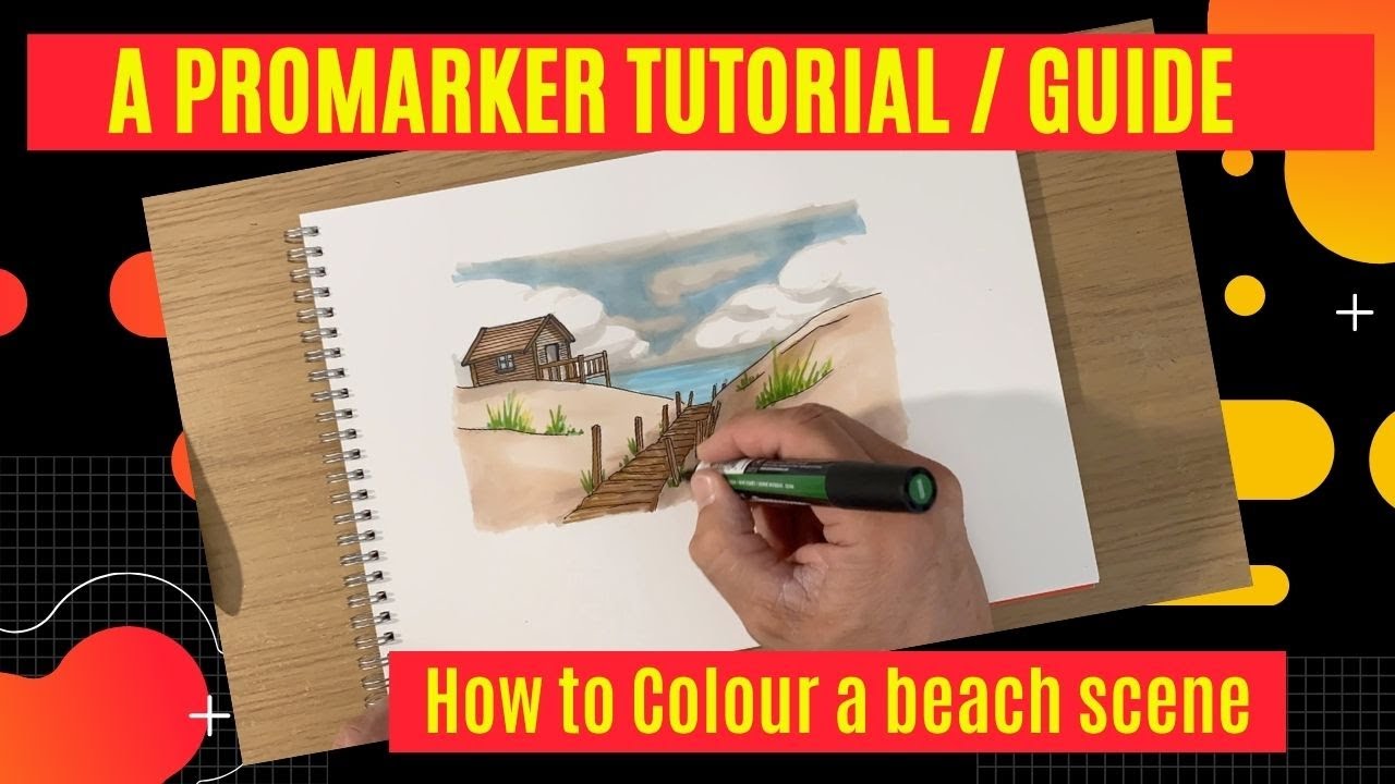 A ProMarker tutorial / Guide. How to colour a beach scene.