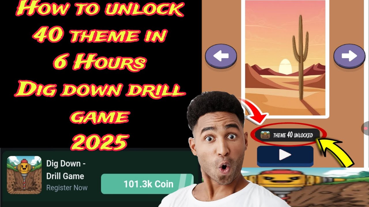 Как разблокировать тему 40 в игре Dig Down Drill 2025