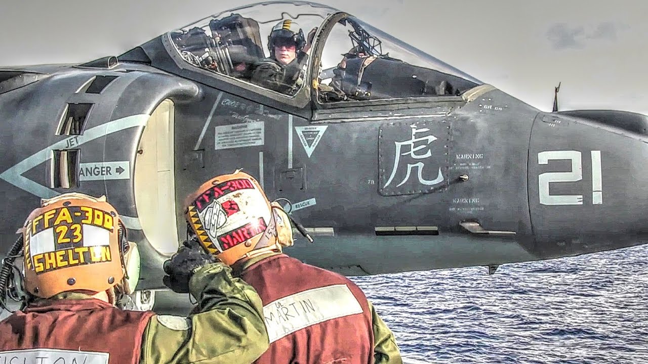 Harrier Jet Operations Aboard Amphibious Assault Ship