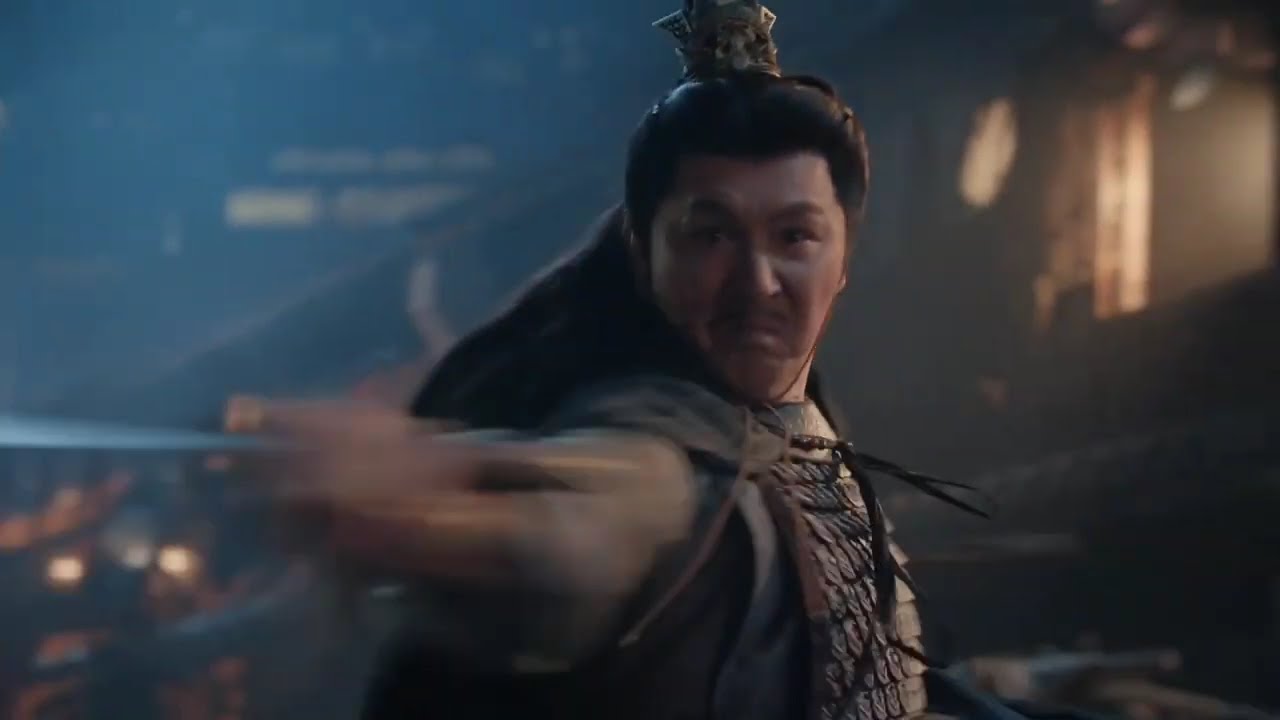 Young swordsman in blue stroked the strings  ,  sending the grandmaster flying and spitting blood.