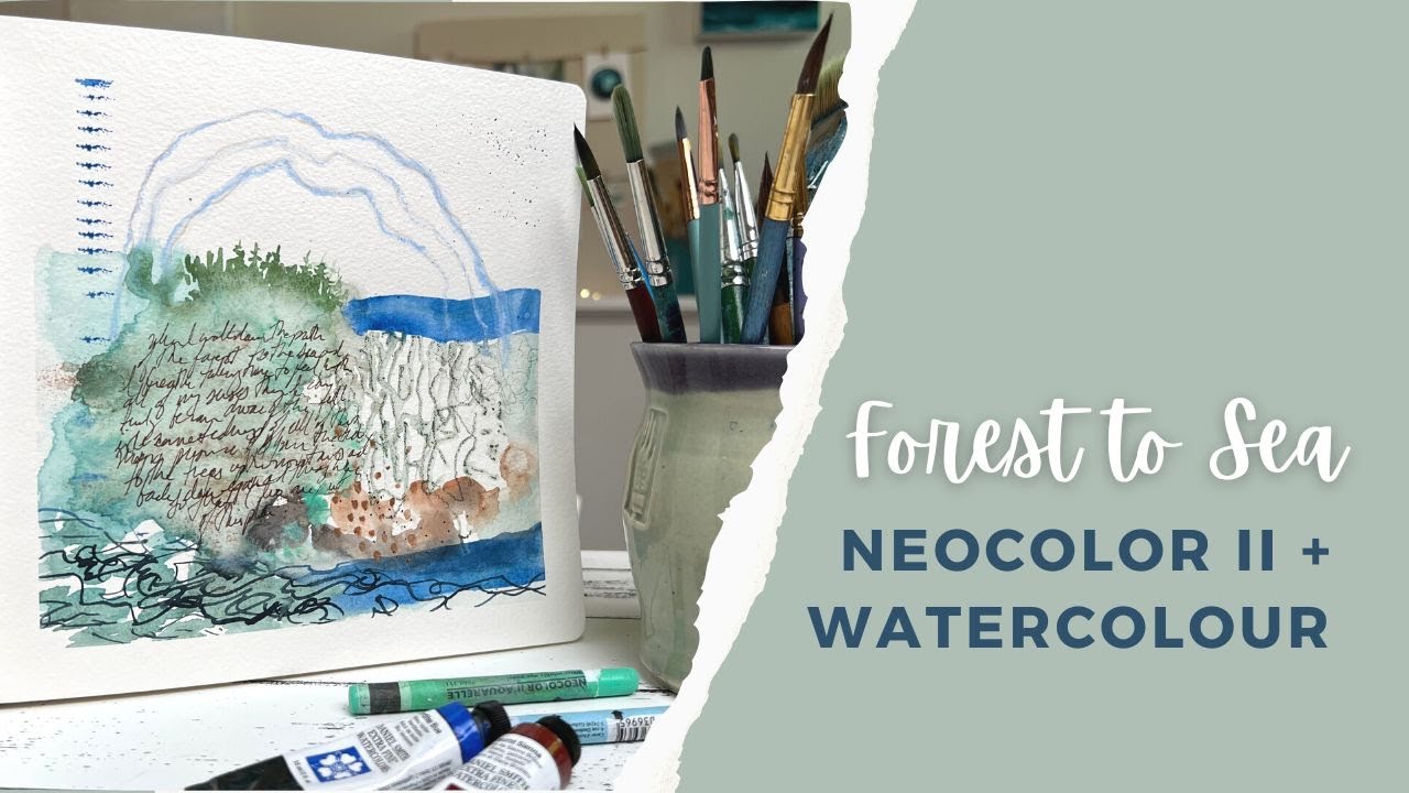 Forest to Sea: Art Journaling with Neocolor II + Watercolour