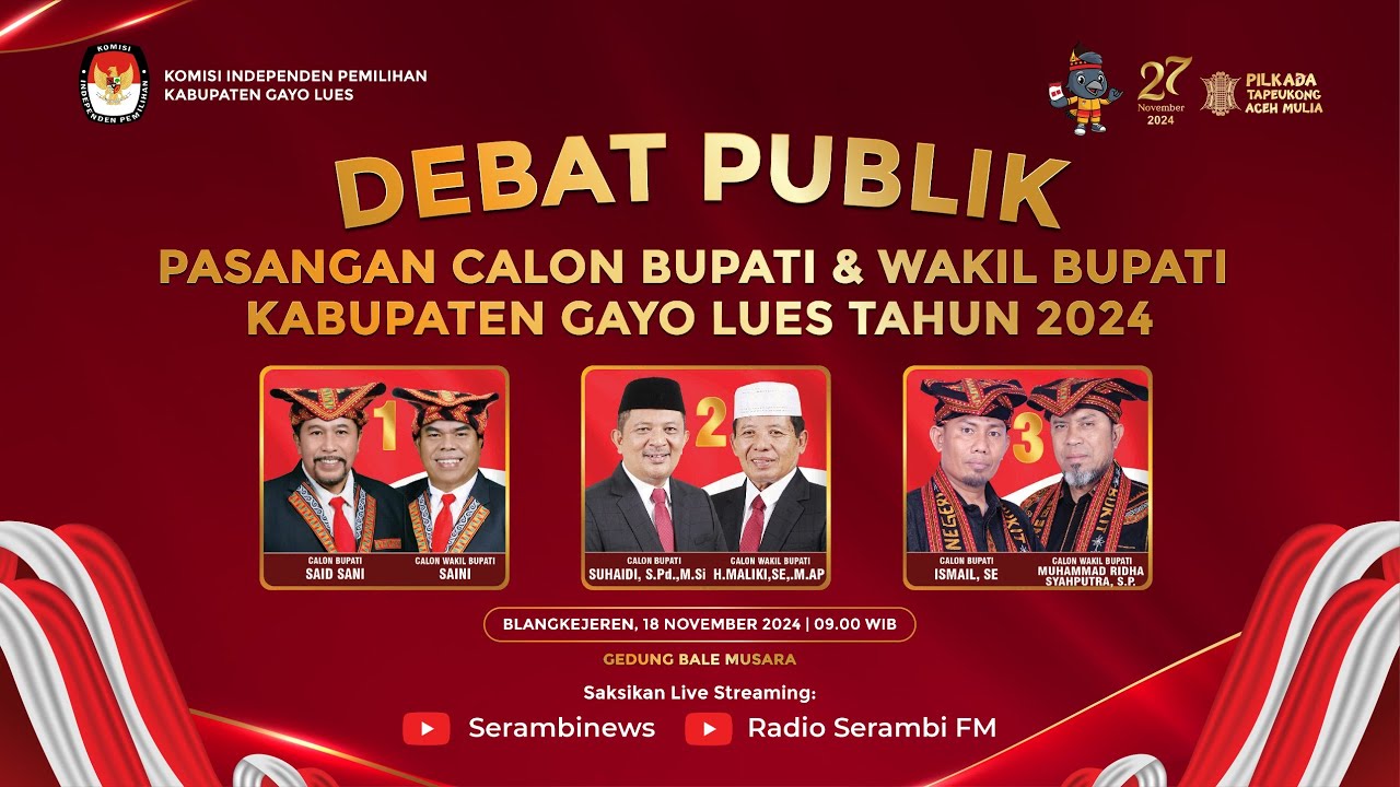 🔴 Debat Publik Paslon Bupati & Wakil Bupati Gayo Lues Tahun 2024