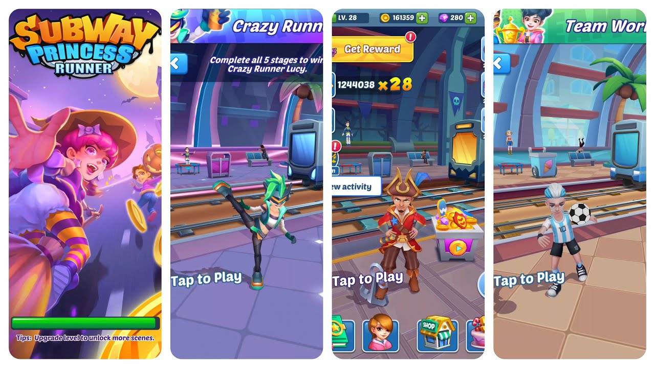 Subway Princess Runner Game Captain vs Crazy Runner Lucy vs Kelvin Outfit 2