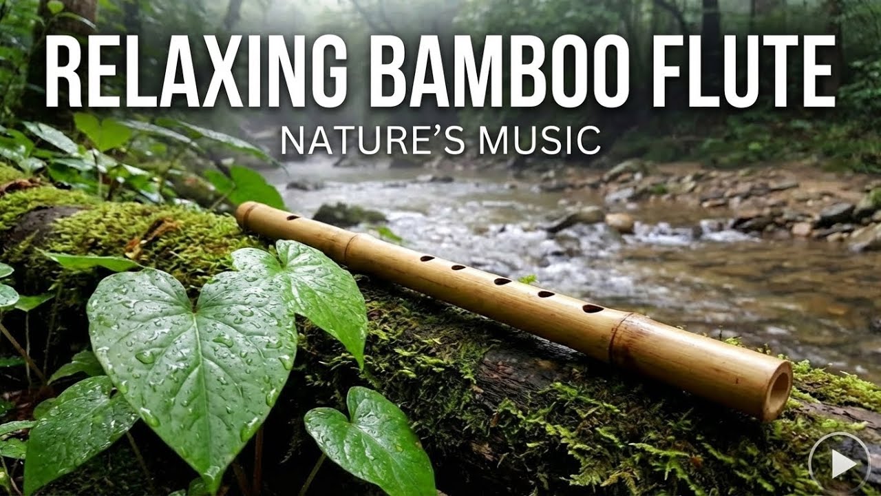 3D Nature Sounds & Bamboo Flute | Rain on Leaves, Bubbling Stream for Sleep & Study