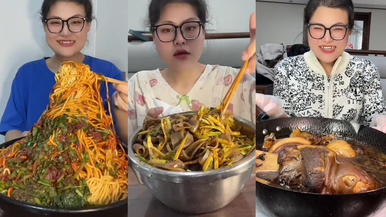 Yummy /Eating Challenges 🤤 Pork belly Spicy noodles 🍜😋 fired chicken 🍗#eatingshow #delicious #eat 