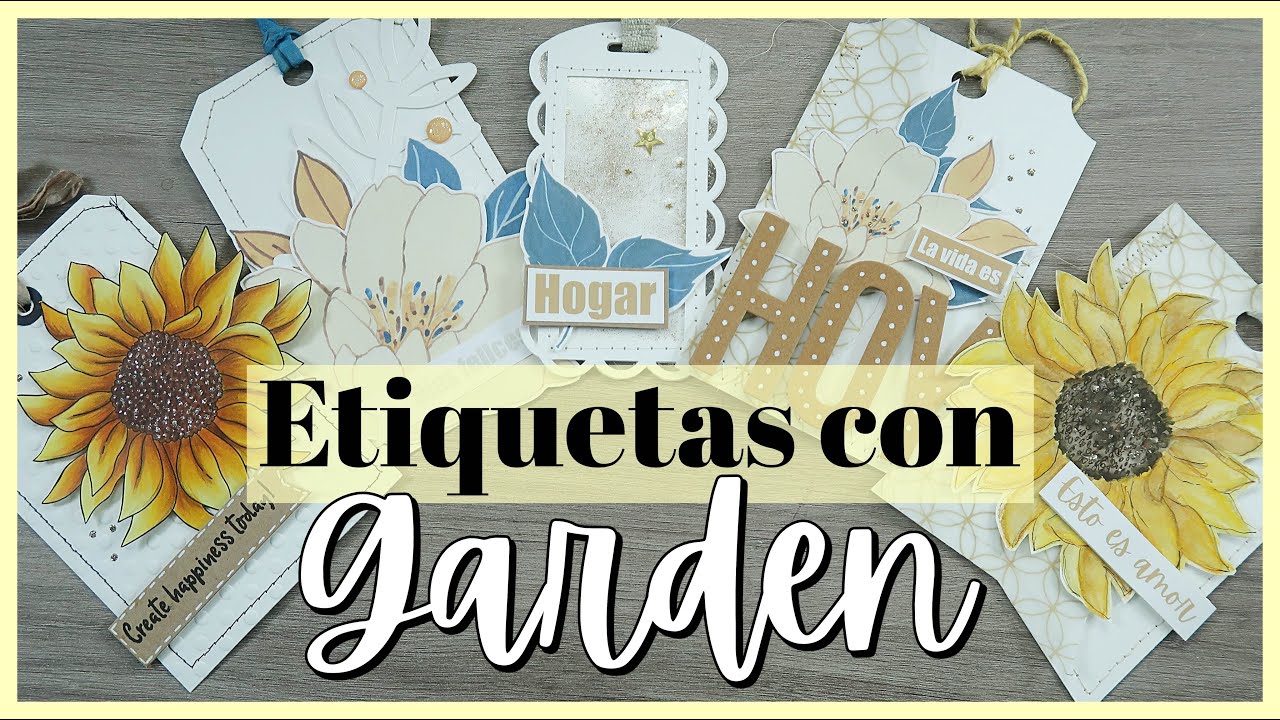 🌻 Cómo hacer ETIQUETAS para SCRAPBOOKING con Colección GARDEN y Coloreando sellos. Laura Inguz