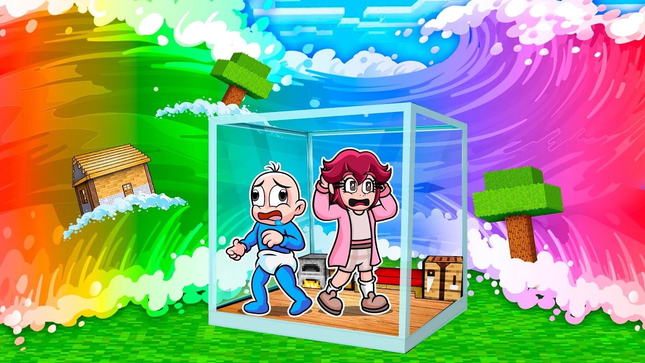 Sobrevivimos al TSUNAMI de ARCOIRIS... en Minecraft 😱 BEBÉ NOOB