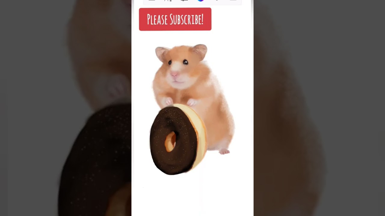 Cute Syrian Hamster Holding Doughnut - Realistic Digital Art Drawing 🐹🍩 #shorts