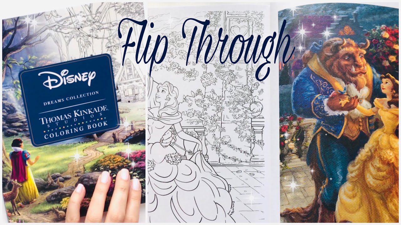 ASMR flip through pages of Thomas Kinkade coloring book